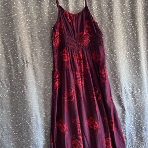 Old Navy Burgundy Floral Maxi Dress